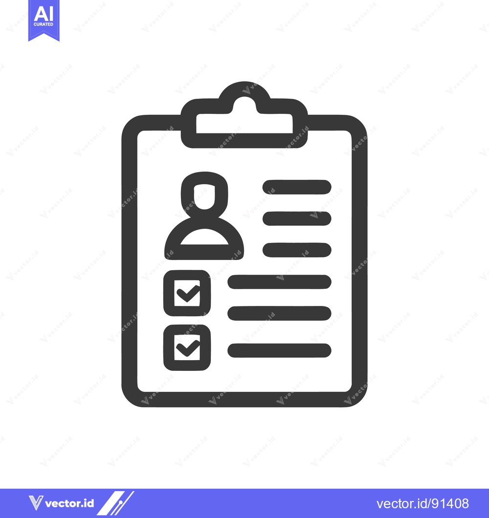 Premium Vector dari Profile Checklist Icon: Completed Tasks on Clipboard, Dark Gray Design