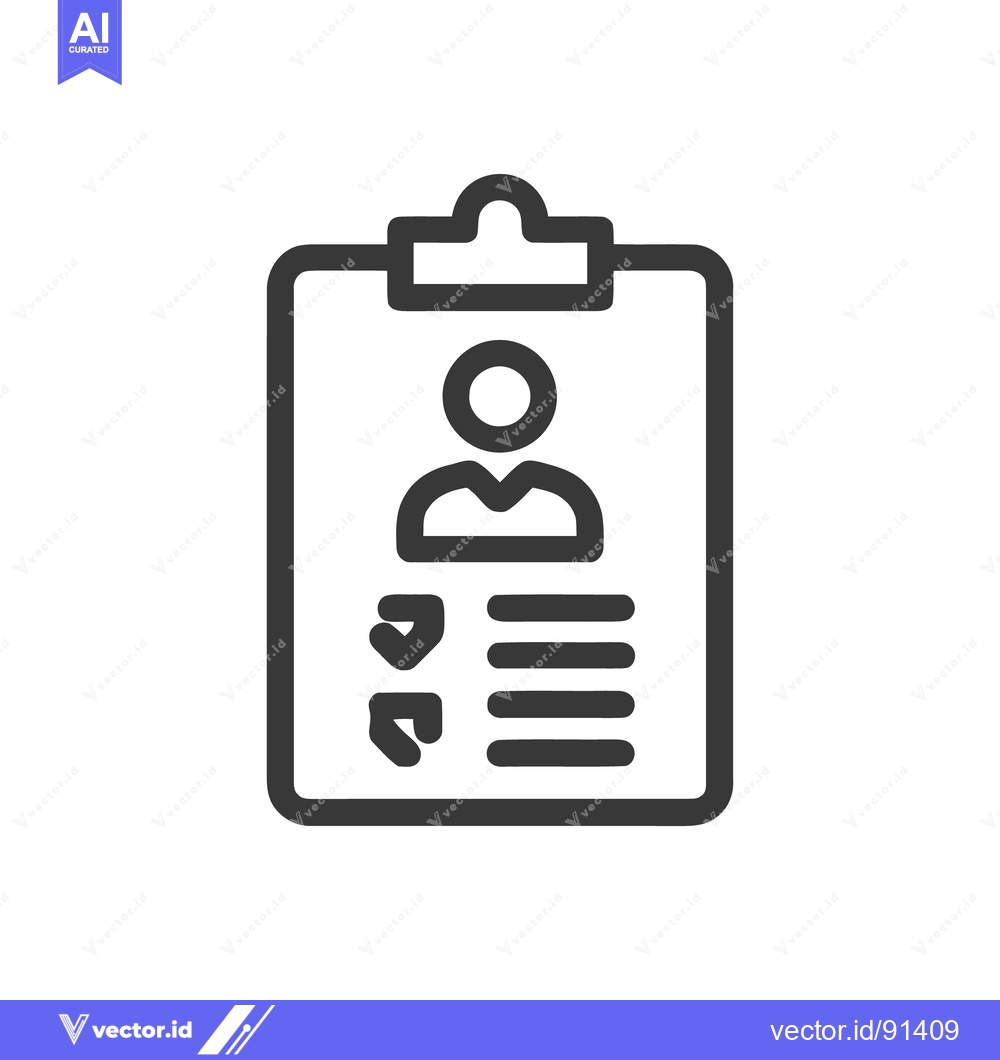 Premium Vector of Profile Checklist Icon: User Data on Clipboard, Vector Illustration