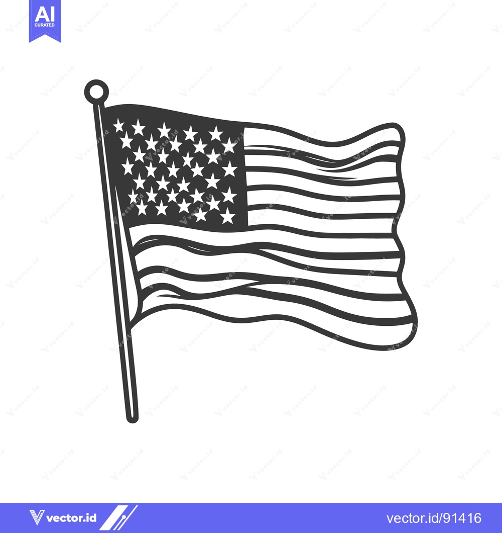 Premium Vector dari A black and white drawing depicting a waving flag