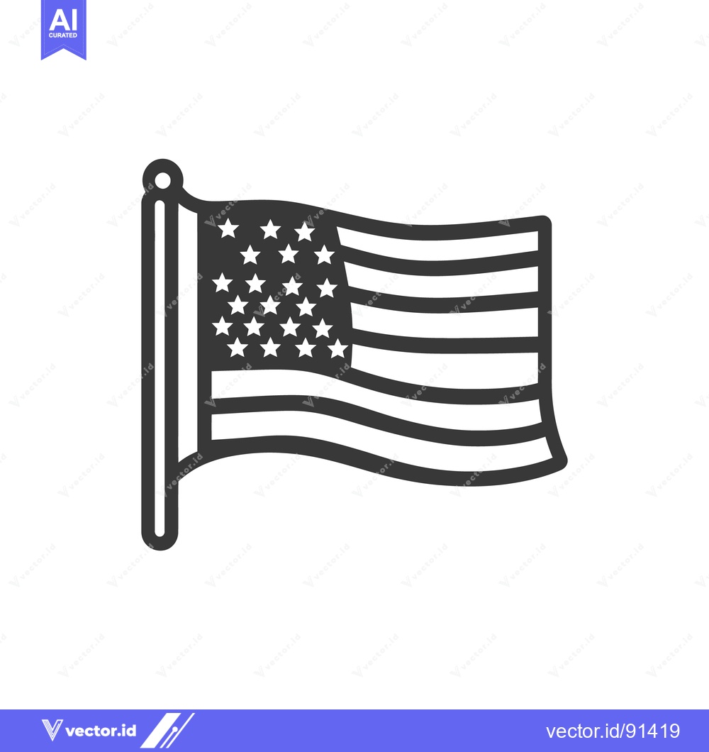 Premium Vector of A black and white graphic of the American waving flag