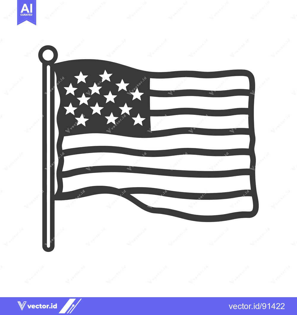 Premium Vector of The outlined waving flag graphic features stars and horizontal stripes