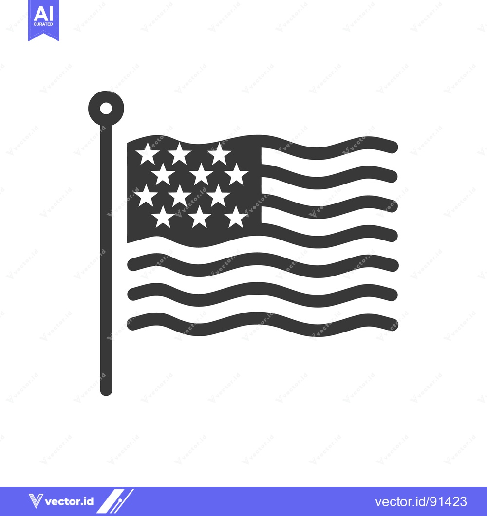 Premium Vector of Black and white illustration of a flag waving on pole