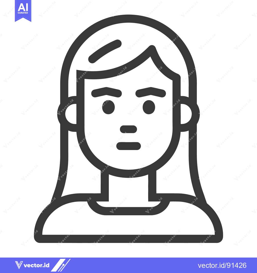 Premium Vector of Simple outline depiction of a woman with long straight hair