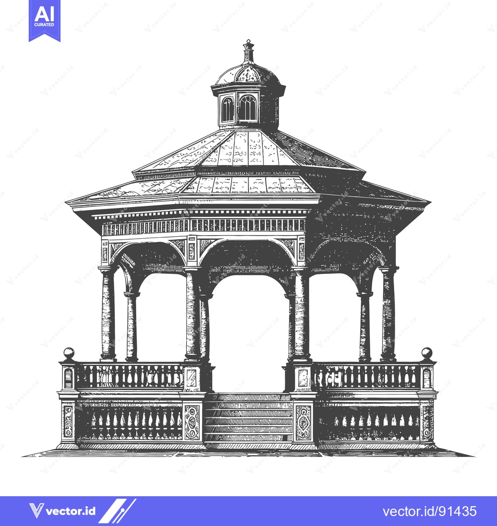 Premium Vector dari An elegant vintage illustration showcasing a gazebo style structure de