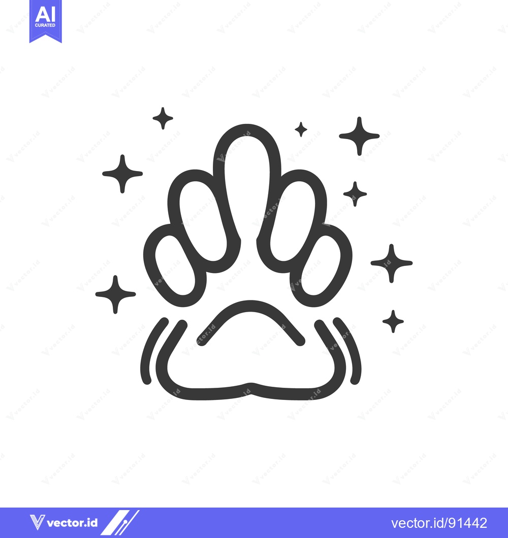 Premium Vector of A stylized illustration of a paw print with sparkling stars