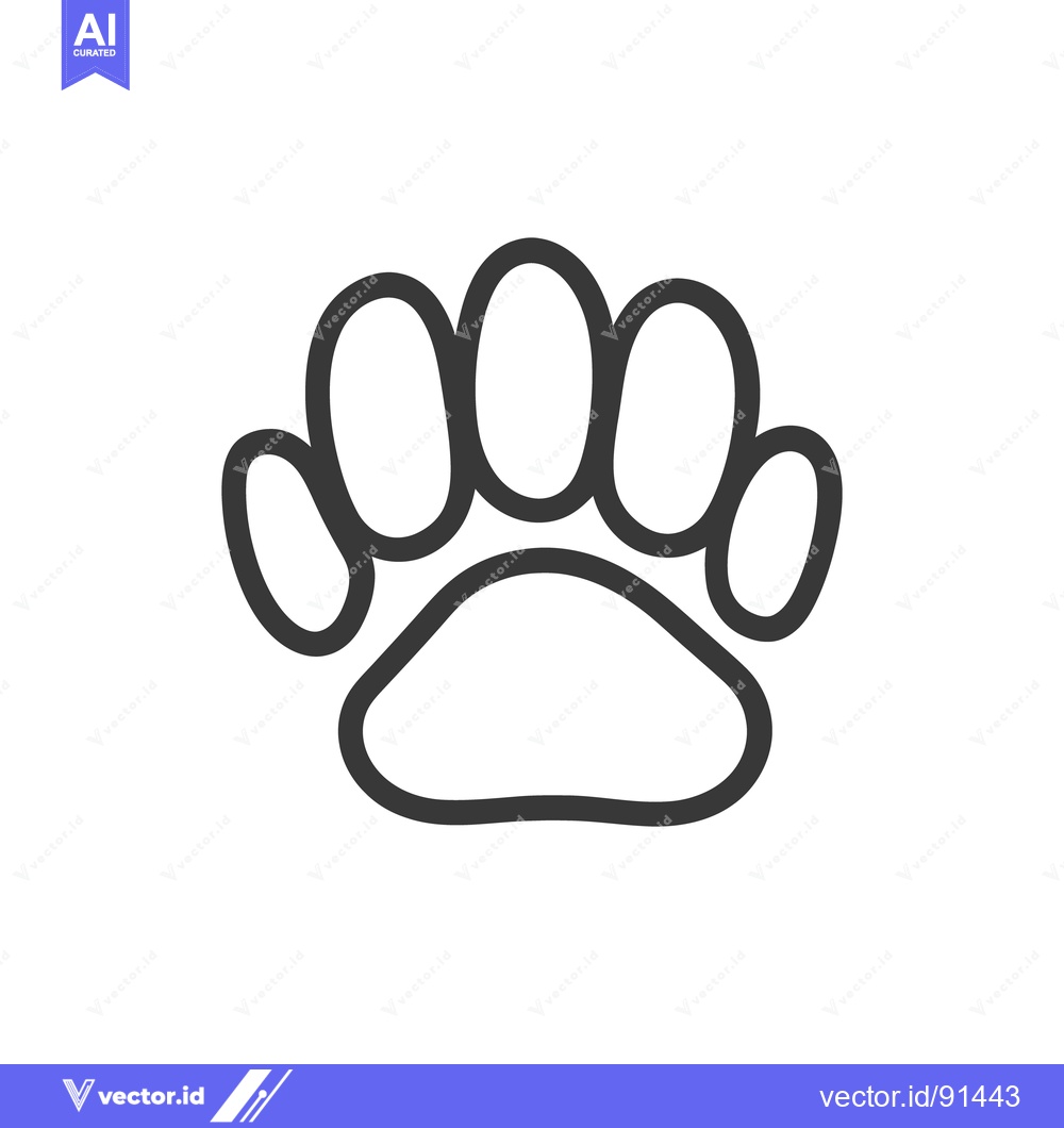 Premium Vector dari Black and white outline of an animal paw print