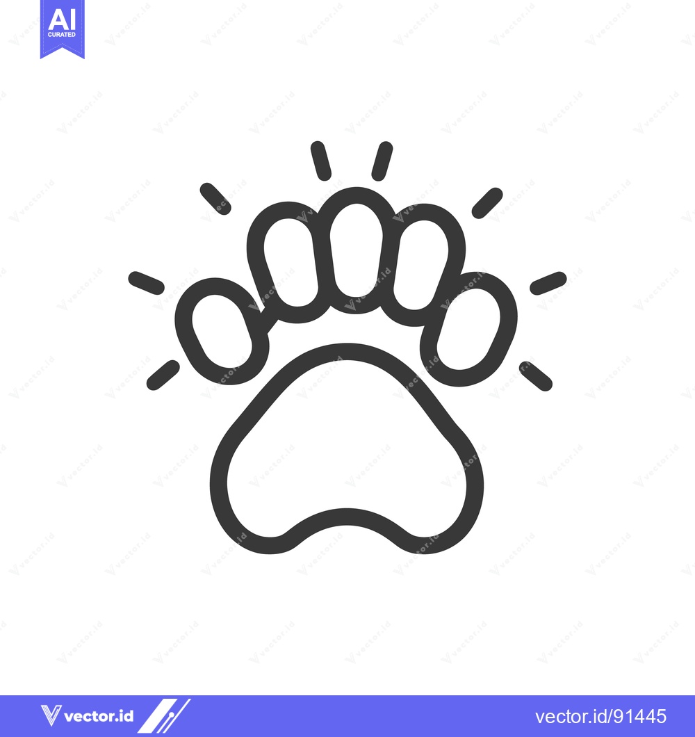 Premium Vector of A shiny paw print icon radiating light from the outline