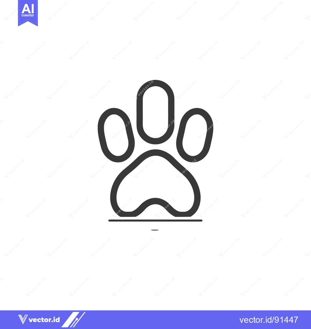 Premium Vector dari A single paw print illustration depicted in black line art