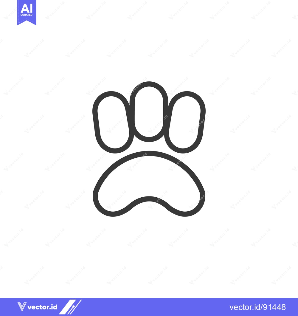 Premium Vector of A simple outline of a paw print on a white background