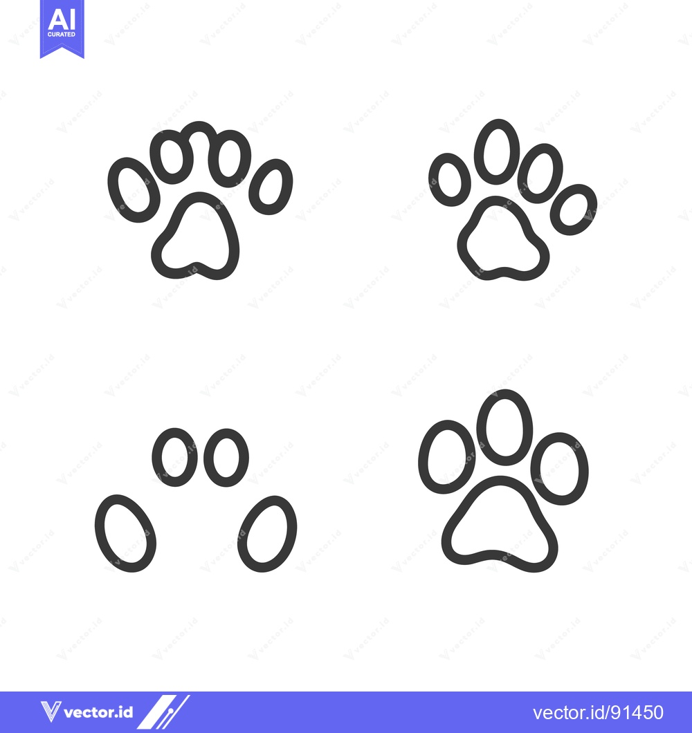 Premium Vector dari Several linear illustrations featuring the shapes of animal paw prints