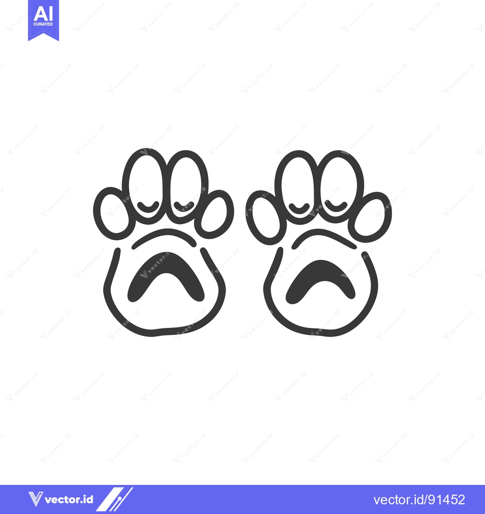 Premium Vector dari Two cartoon paw prints in black and white color