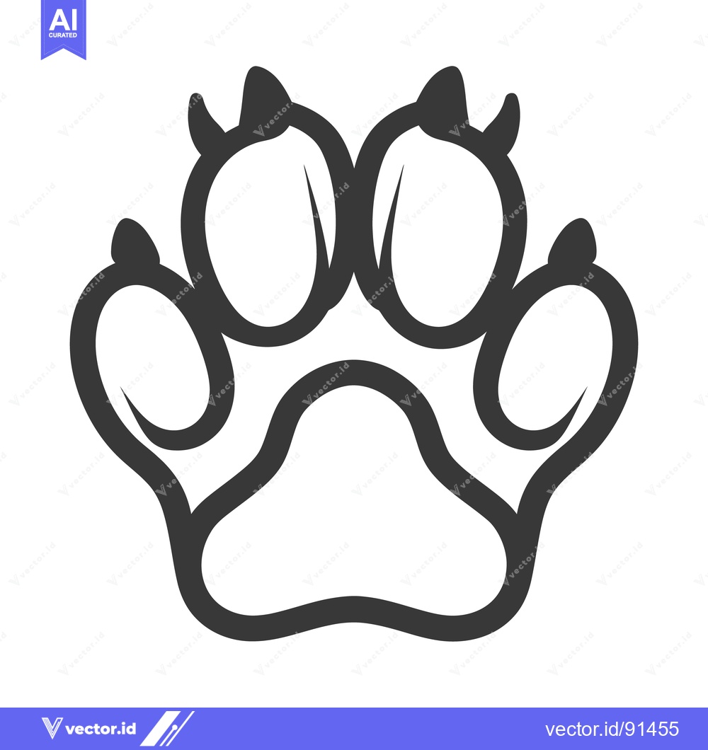 Premium Vector dari A simple drawing of a paw print with claws showing