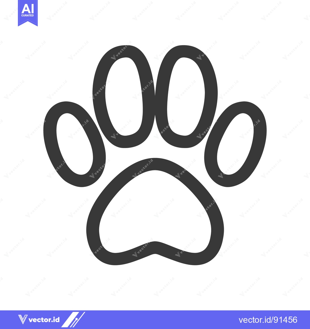 Premium Vector dari Simple black outline graphic of an animal paw print