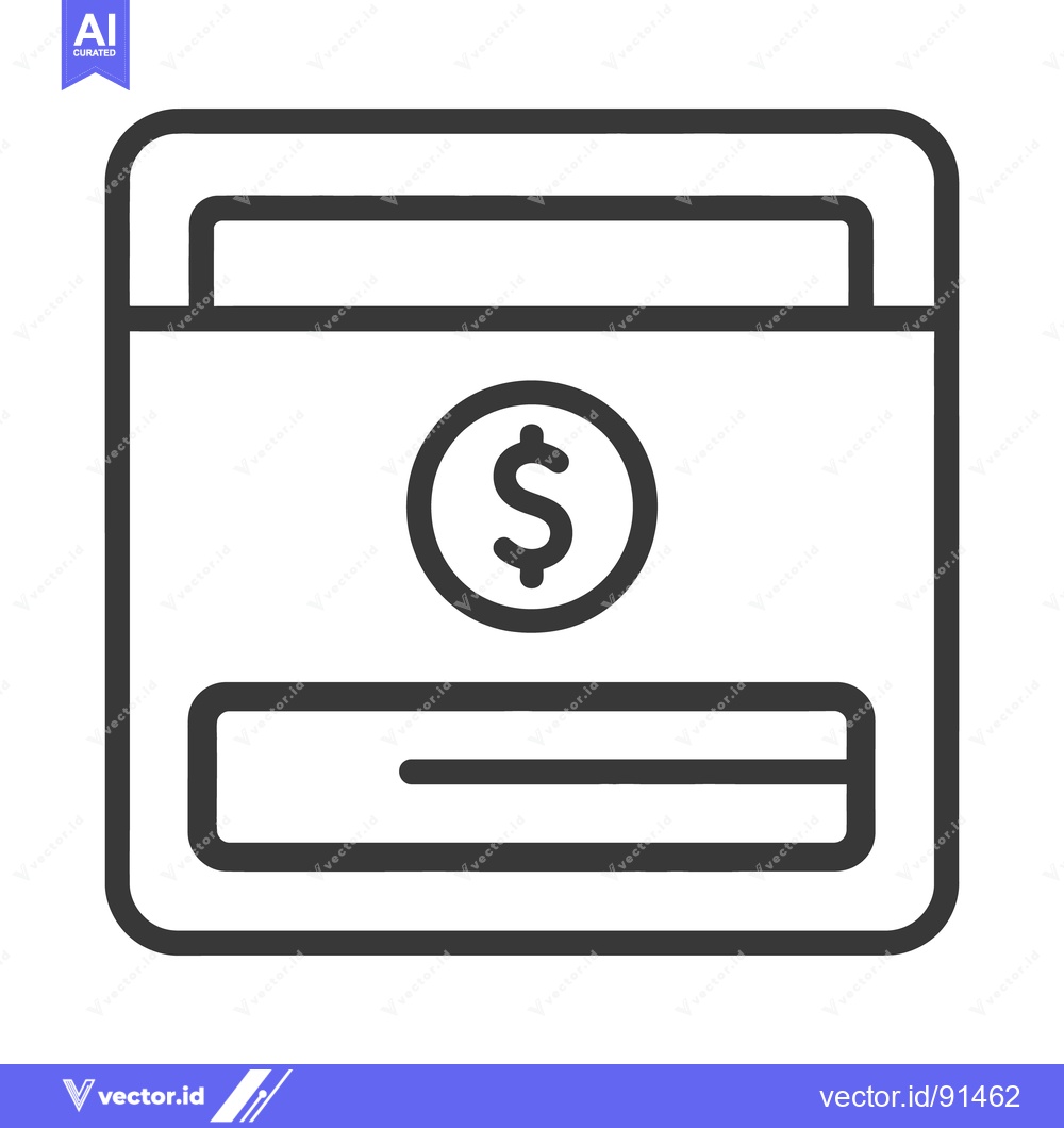 Premium Vector of Simple outlined illustration of a wallet with currency symbol