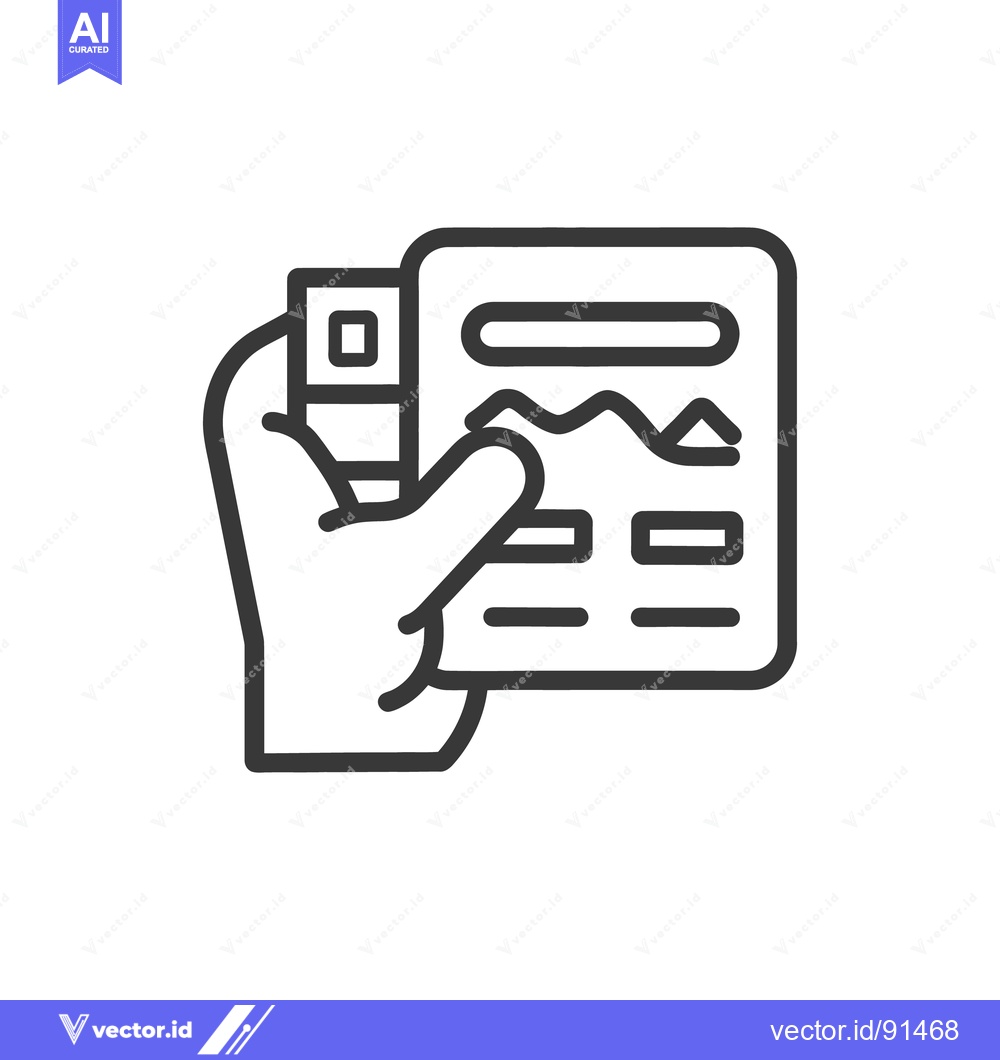 Premium Vector dari A human hand holds a rectangular screen or device showing data