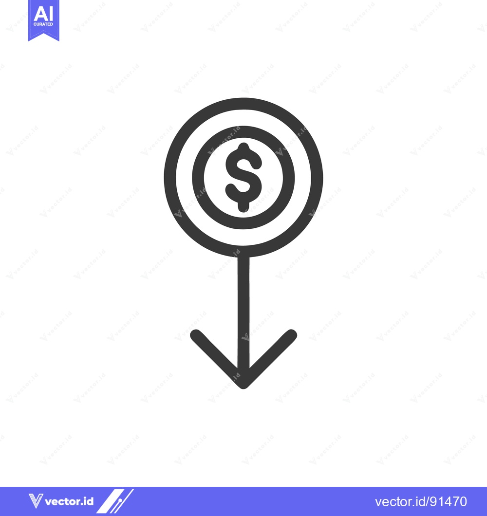 Premium Vector dari Downward Trend: Dollar Symbol with Arrow in Minimalist Design