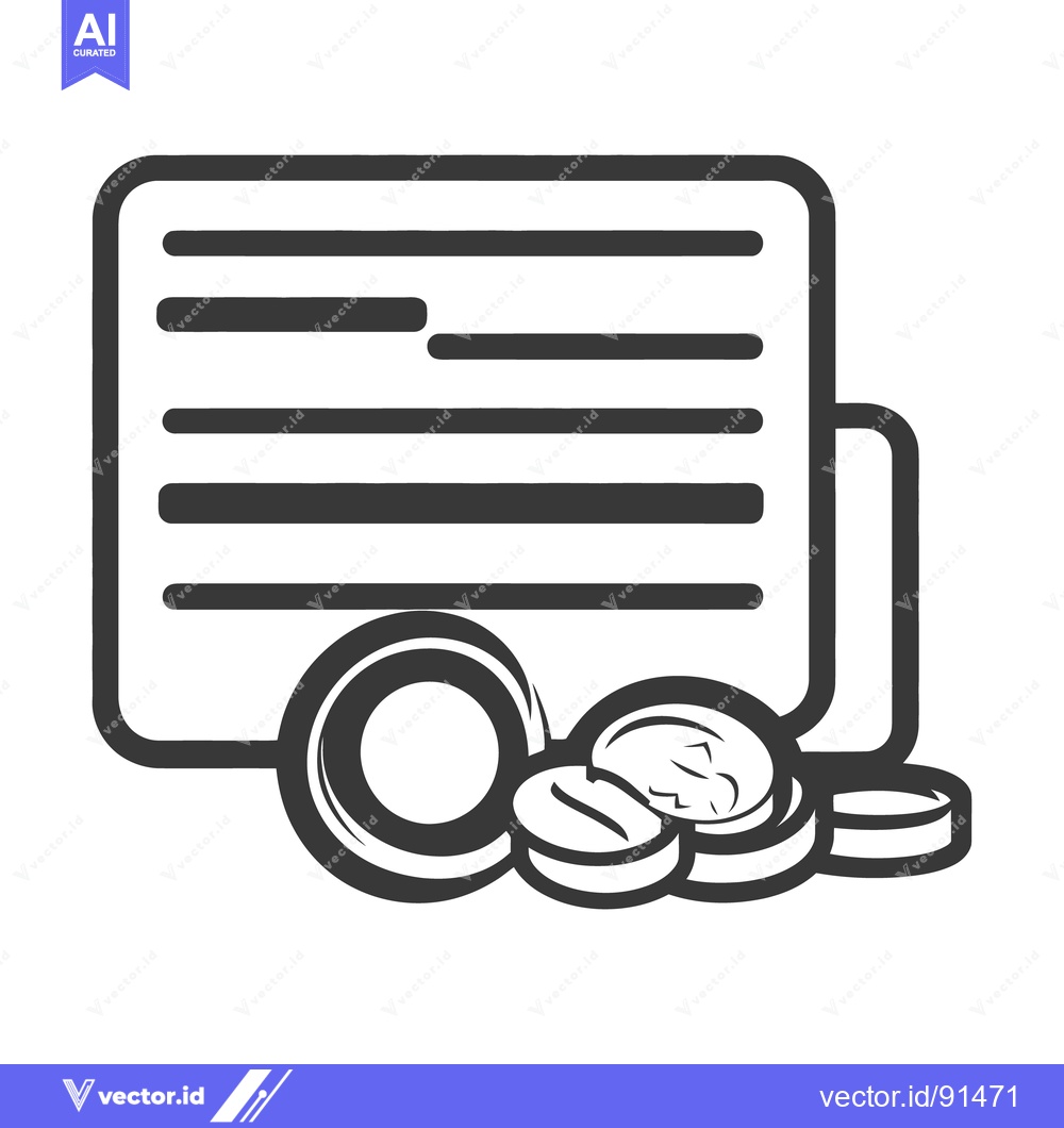 Premium Vector dari A wallet with coins and credit card lines displayed in black and white