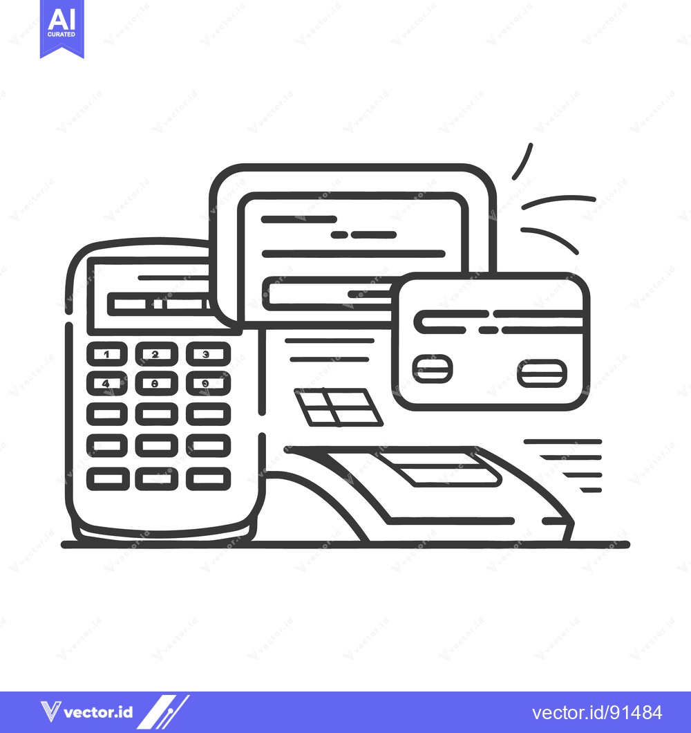 Premium Vector dari A black and white illustration of point of sale equipment