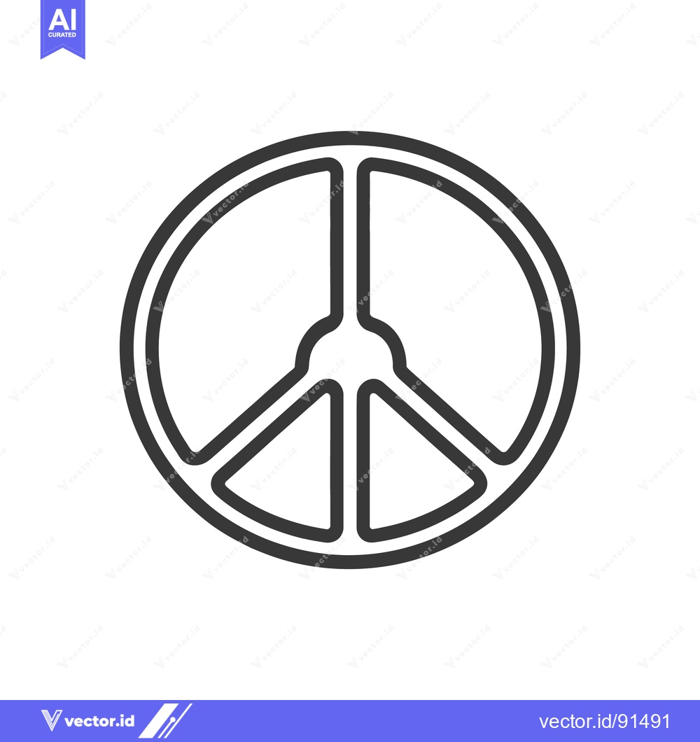 Premium Vector dari A Black Outlined Peace Symbol Drawn On A White Background