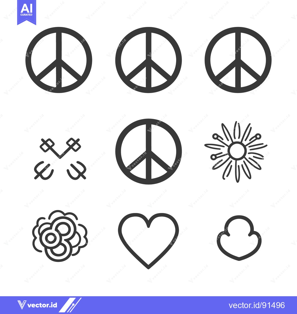Premium Vector of A collection of various symbol icons with a peace sign