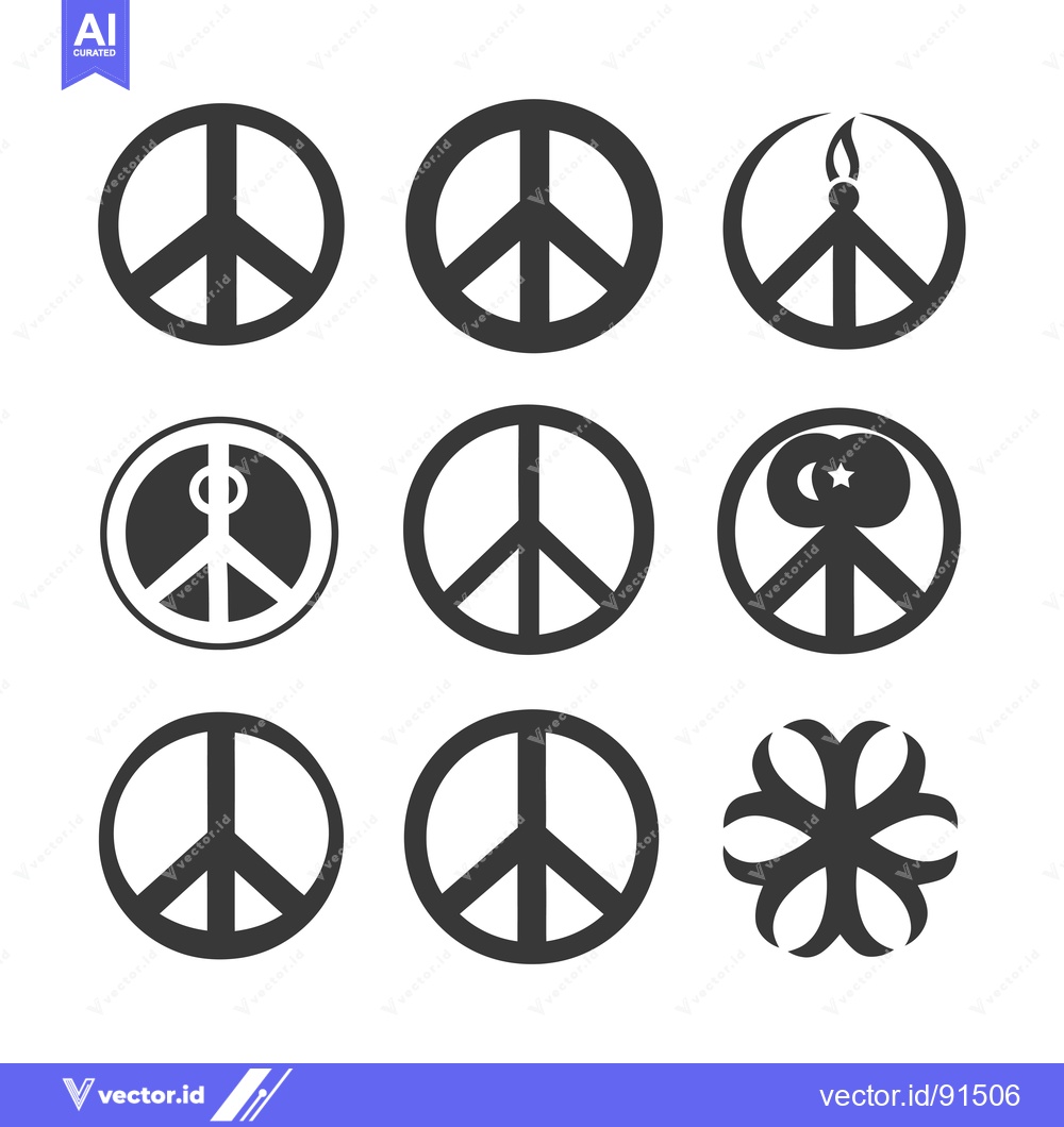 Premium Vector dari Peace Sign Variations with Symbols and Designs