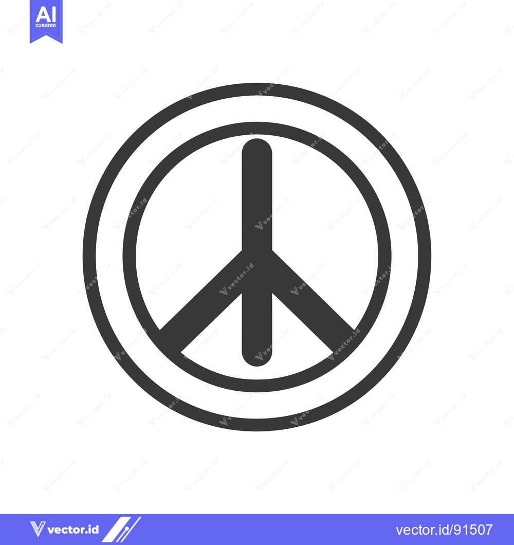 Premium Vector of Peace Sign with Double Circle Outline