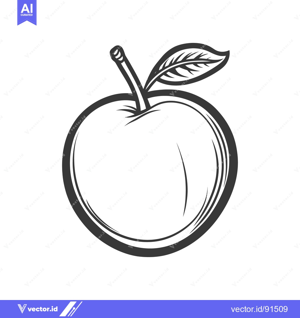 Premium Vector dari A simple black and white illustration of a fresh apple
