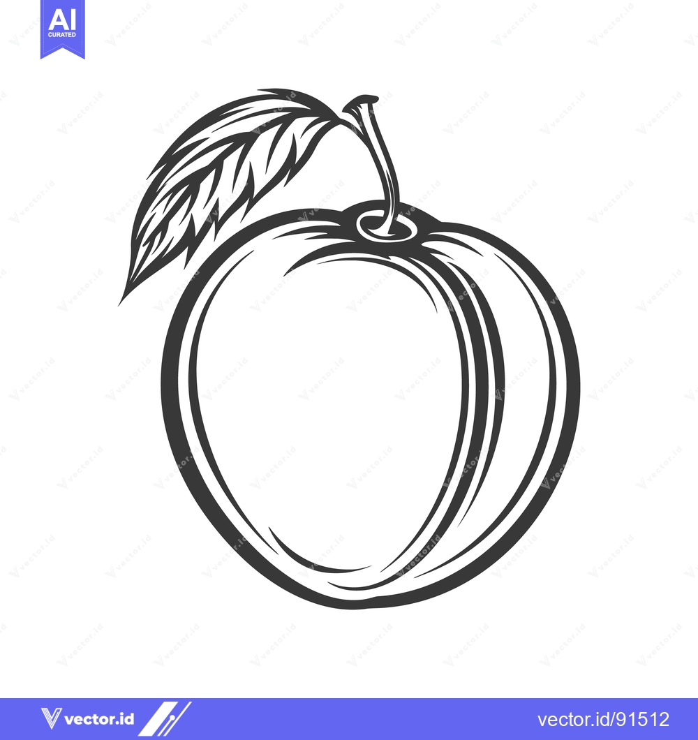 Premium Vector dari A simple black and white drawing of a ripe fruit and leaf