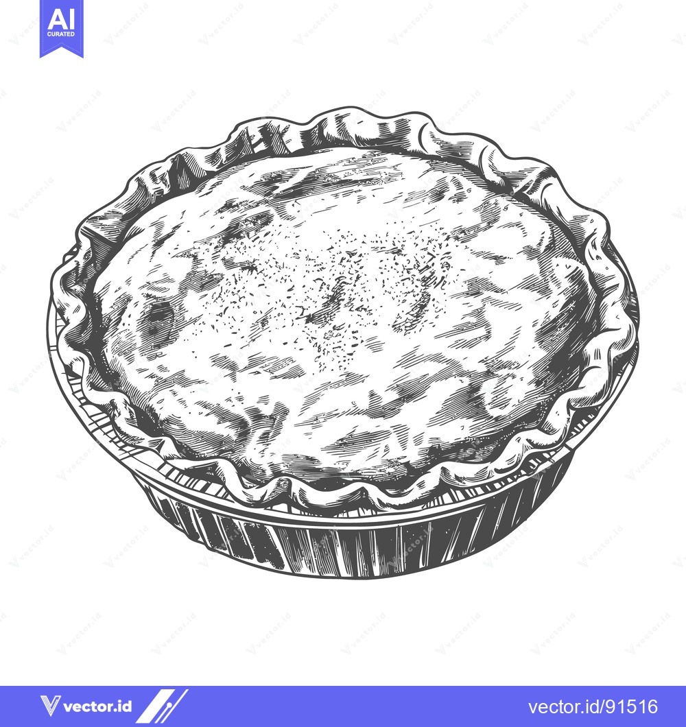 Premium Vector of A Detailed Black And White Sketch Of A Round Pie