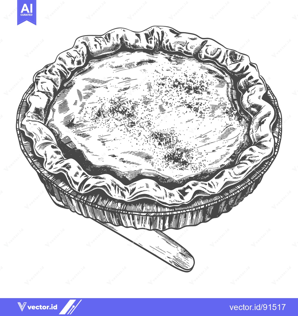 Premium Vector dari Detailed illustration depicting a delicious homemade baked pie on a ta