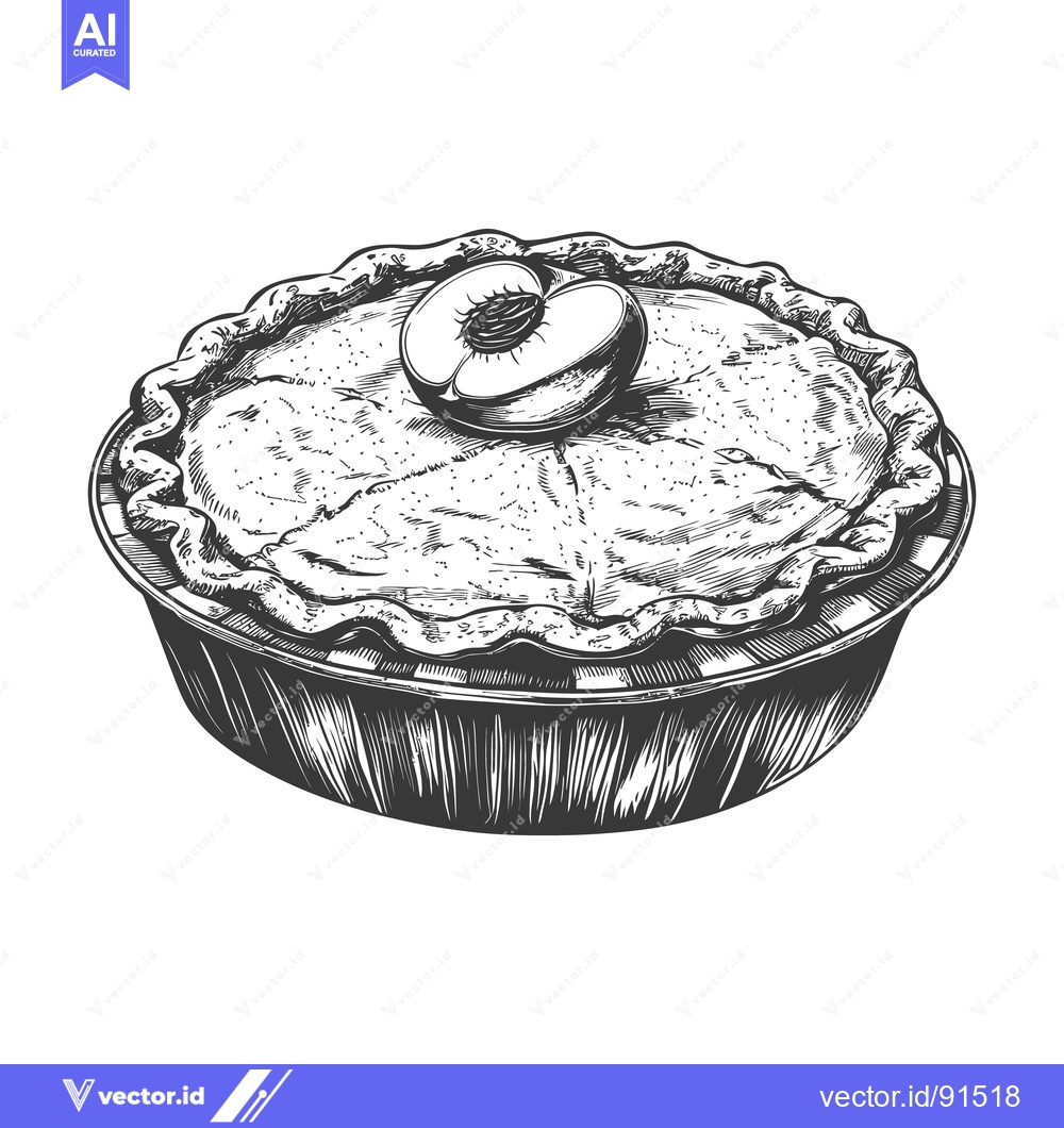 Premium Vector dari A detailed vintage style drawing of a delicious fruit pie