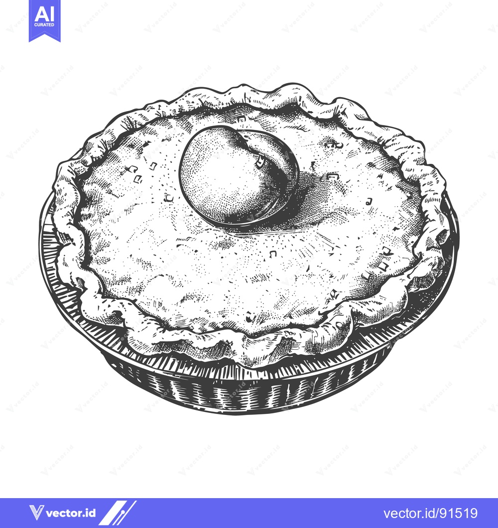 Premium Vector dari An illustrated pie is decorated with a single fruit on top