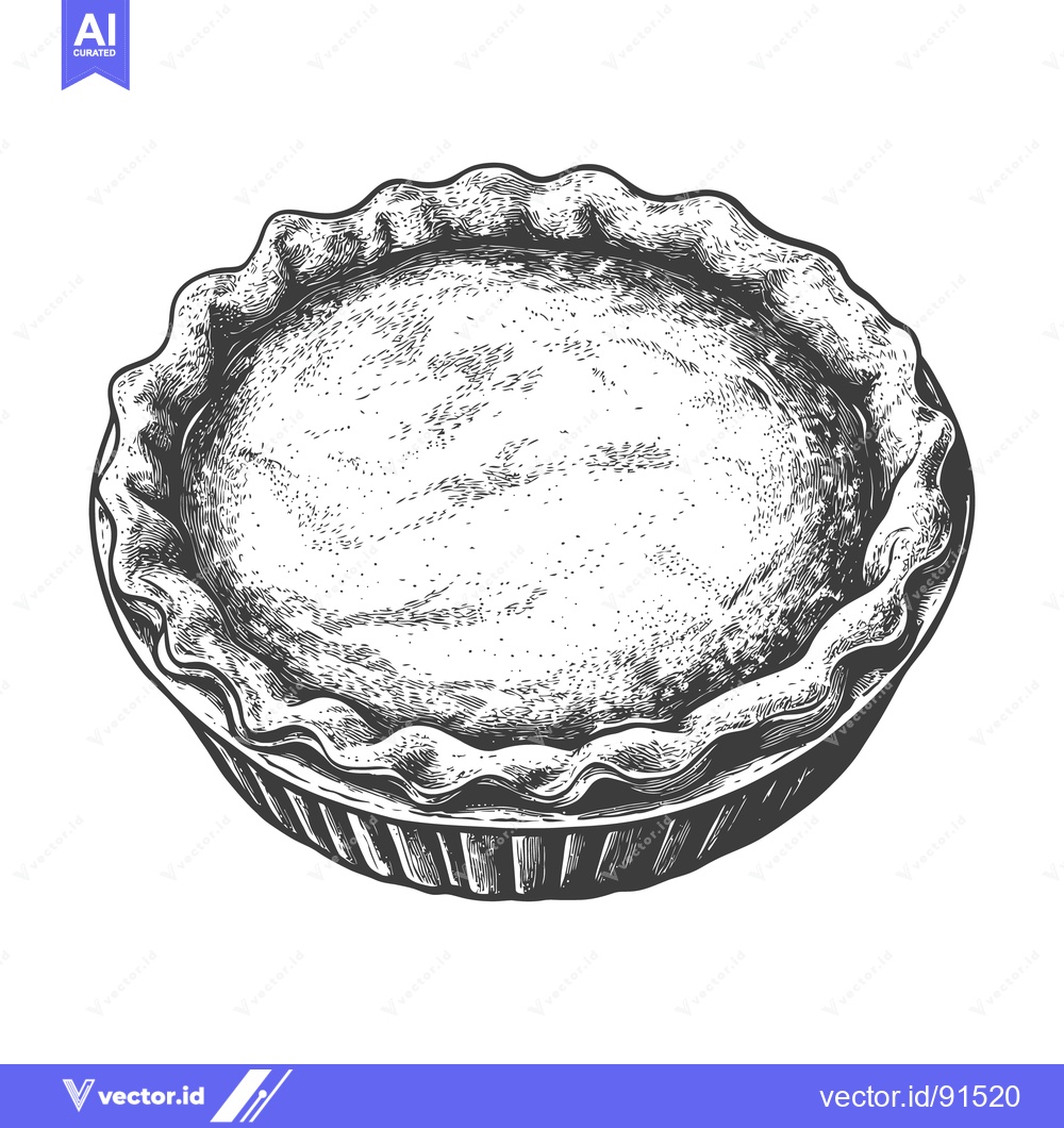 Premium Vector dari A round baked pie with a crimped crust detail and filling