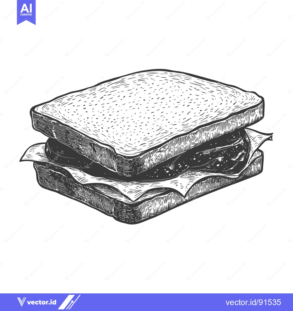 Premium Vector dari An illustrated sandwich containing slices of bread and fillings for ea
