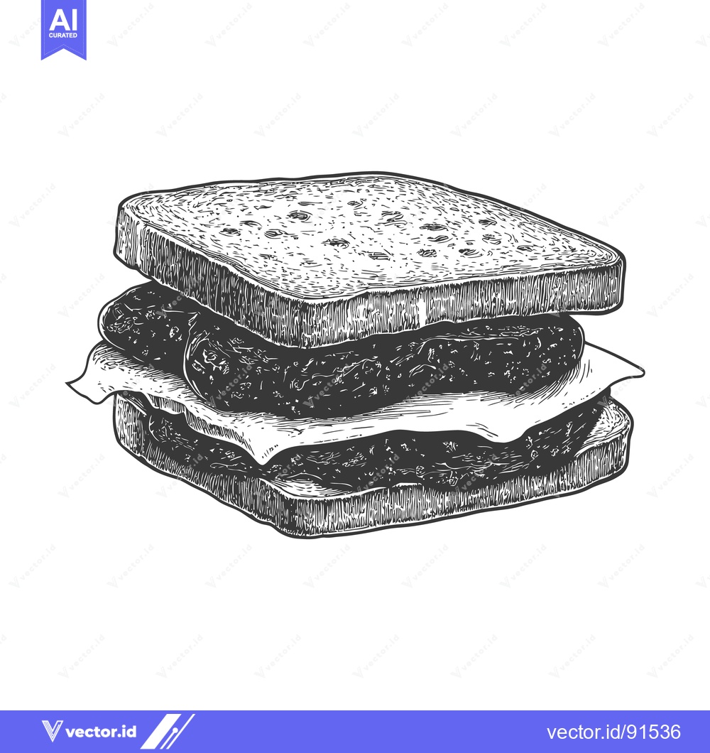 Premium Vector of A detailed illustration of a classic sandwich on white background