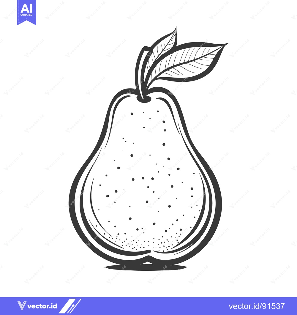 Premium Vector dari A simple black and white artistic illustration of a pear fruit