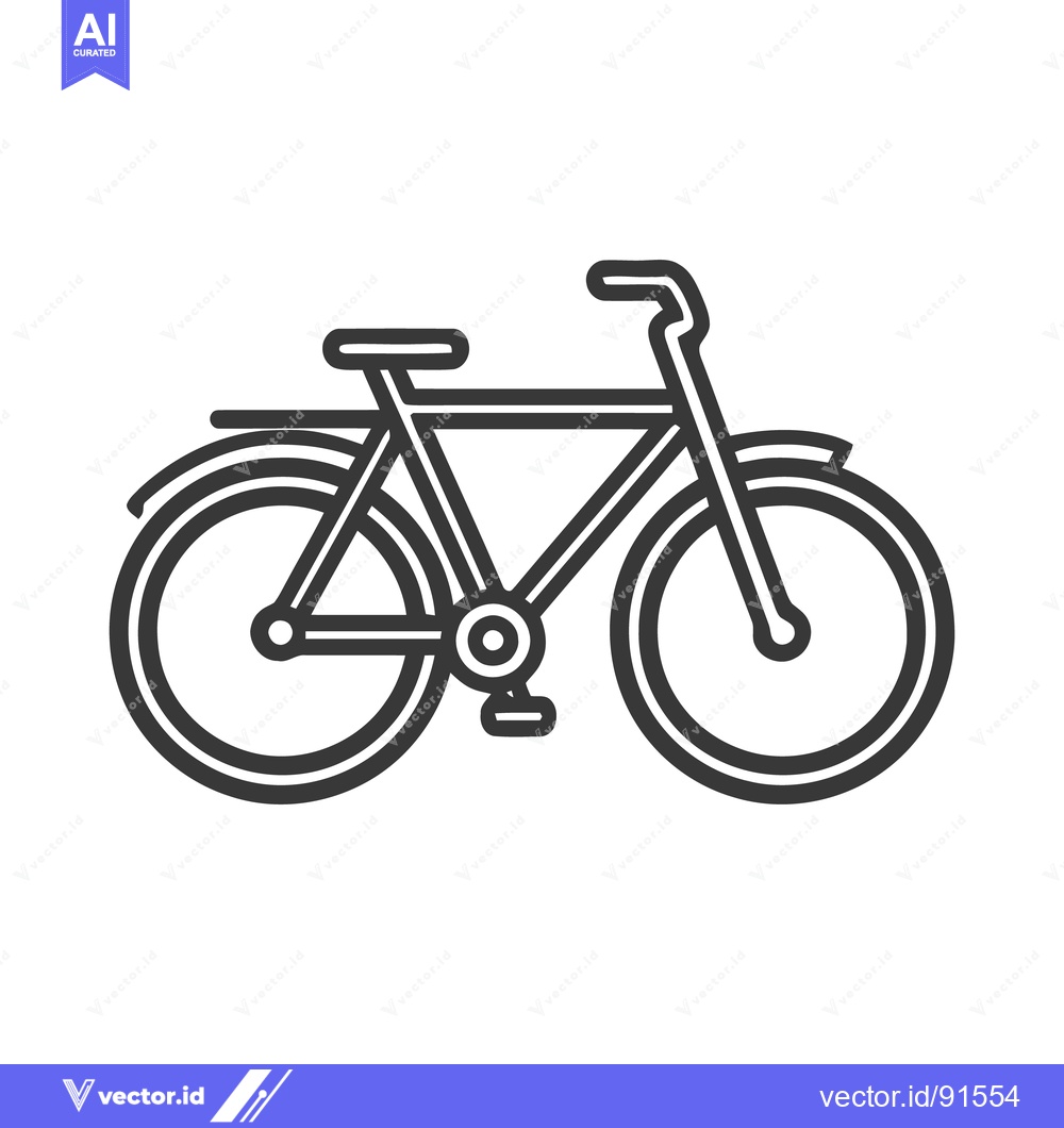 Premium Vector of Minimalist Bicycle Icon: Clean Line Art on White Background
