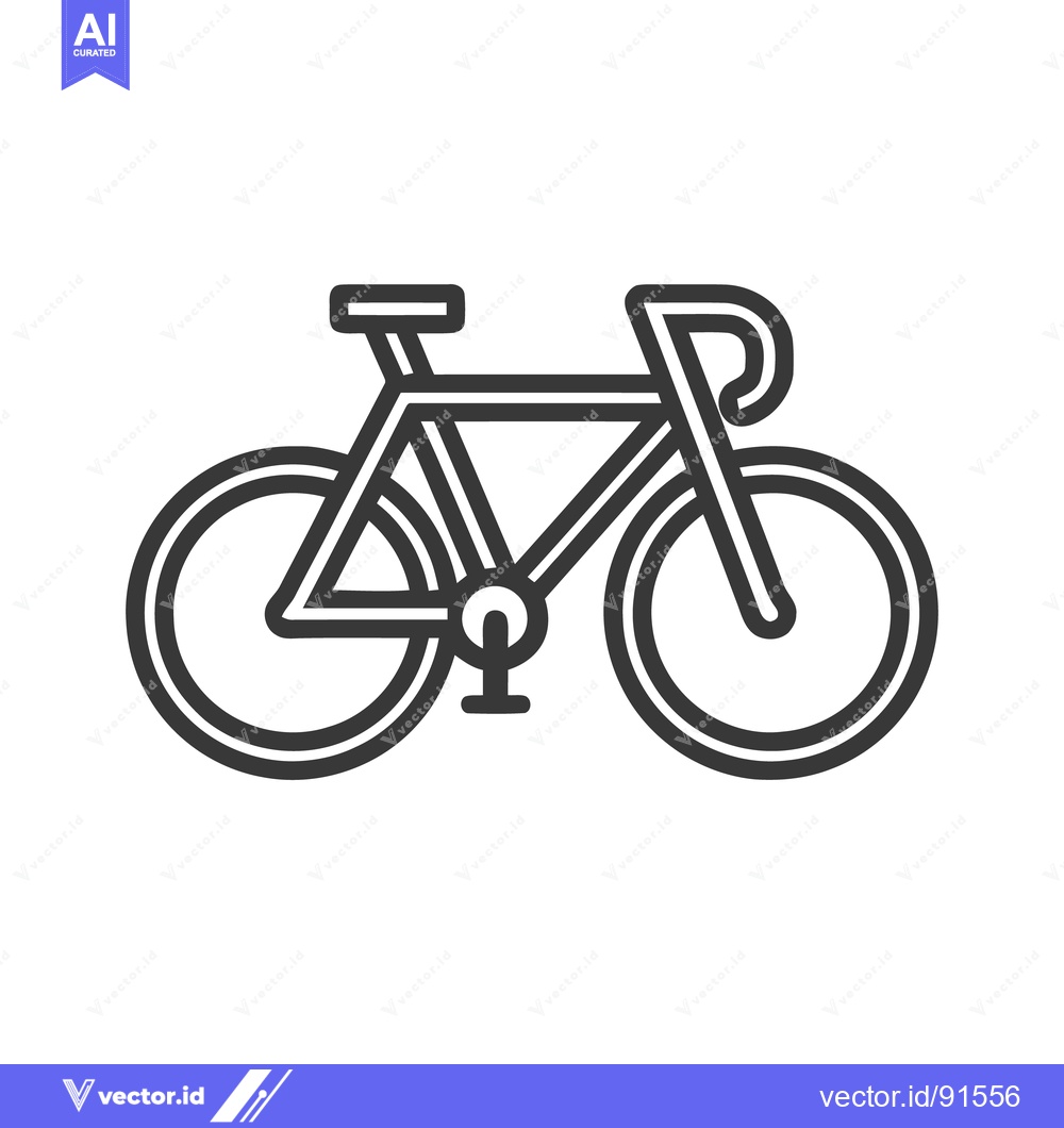 Premium Vector of Minimalist Bicycle Icon: Sleek, Double-Lined Design on White Backgroun