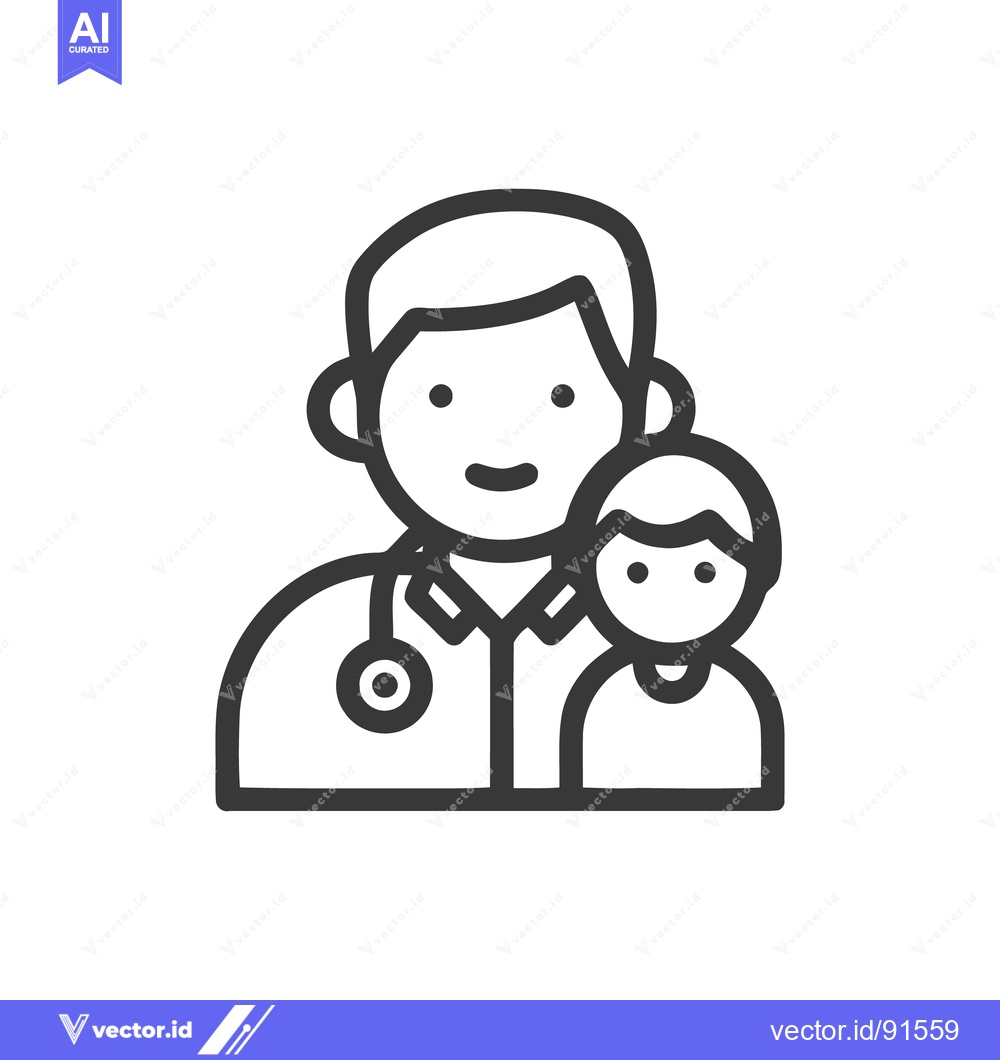 Premium Vector dari Doctor and Patient Icon: Minimalist Line Art for Healthcare