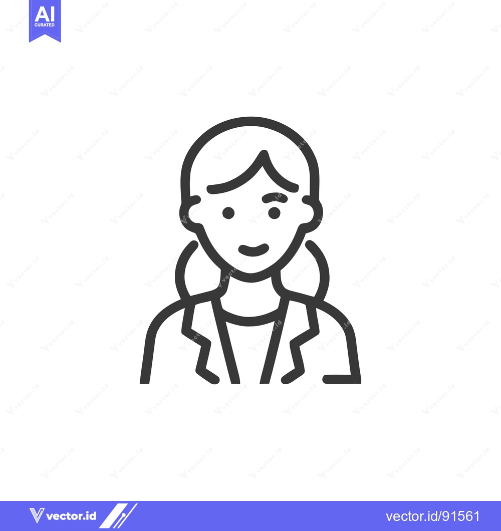 Premium Vector dari Minimalist Line Art: Smiling Woman in Blazer Icon on White Background