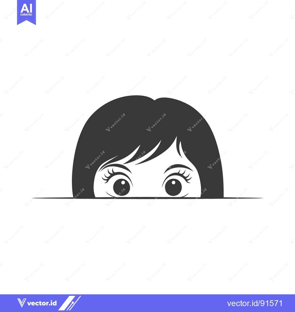 Premium Vector dari A stylized illustration showing the eyes of a young woman peering over