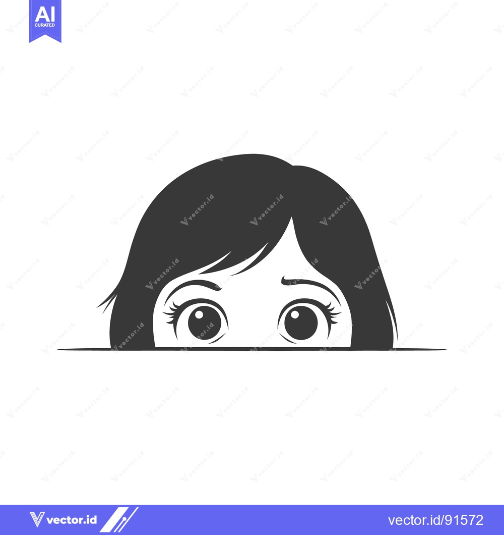 Premium Vector of A cartoon image of a young woman peeking from behind
