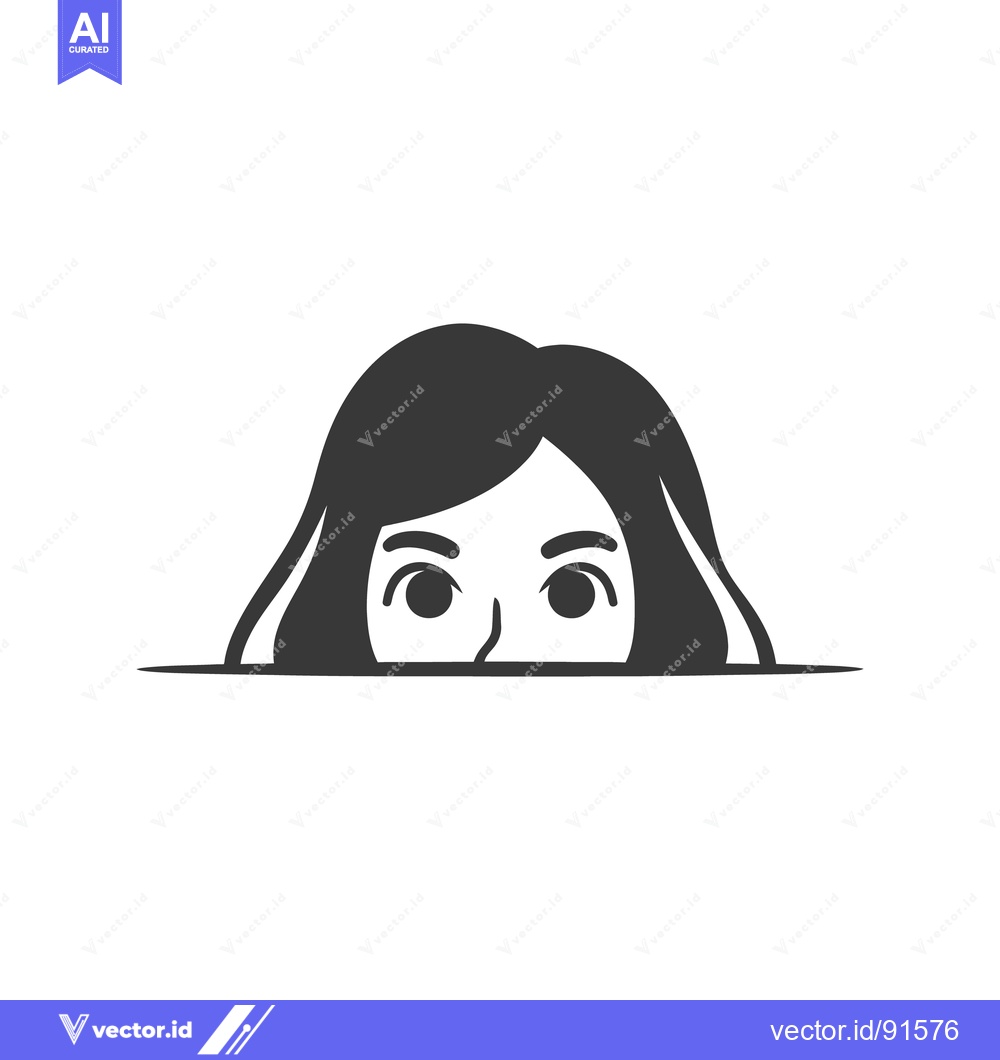 Premium Vector dari A simplified image of a womans face peeking from below