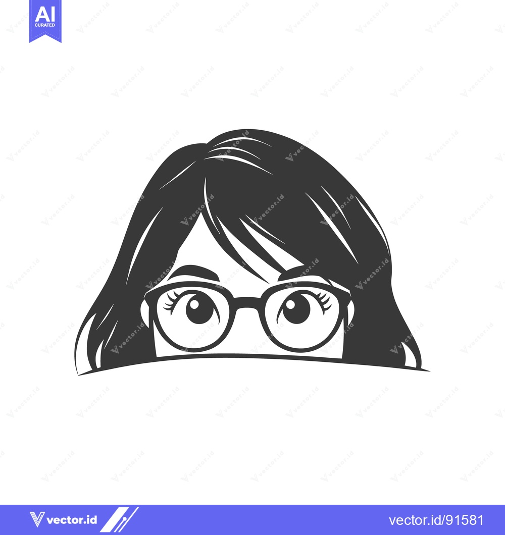 Premium Vector dari Illustration depicts the eyes and hair of a woman wearing glasses