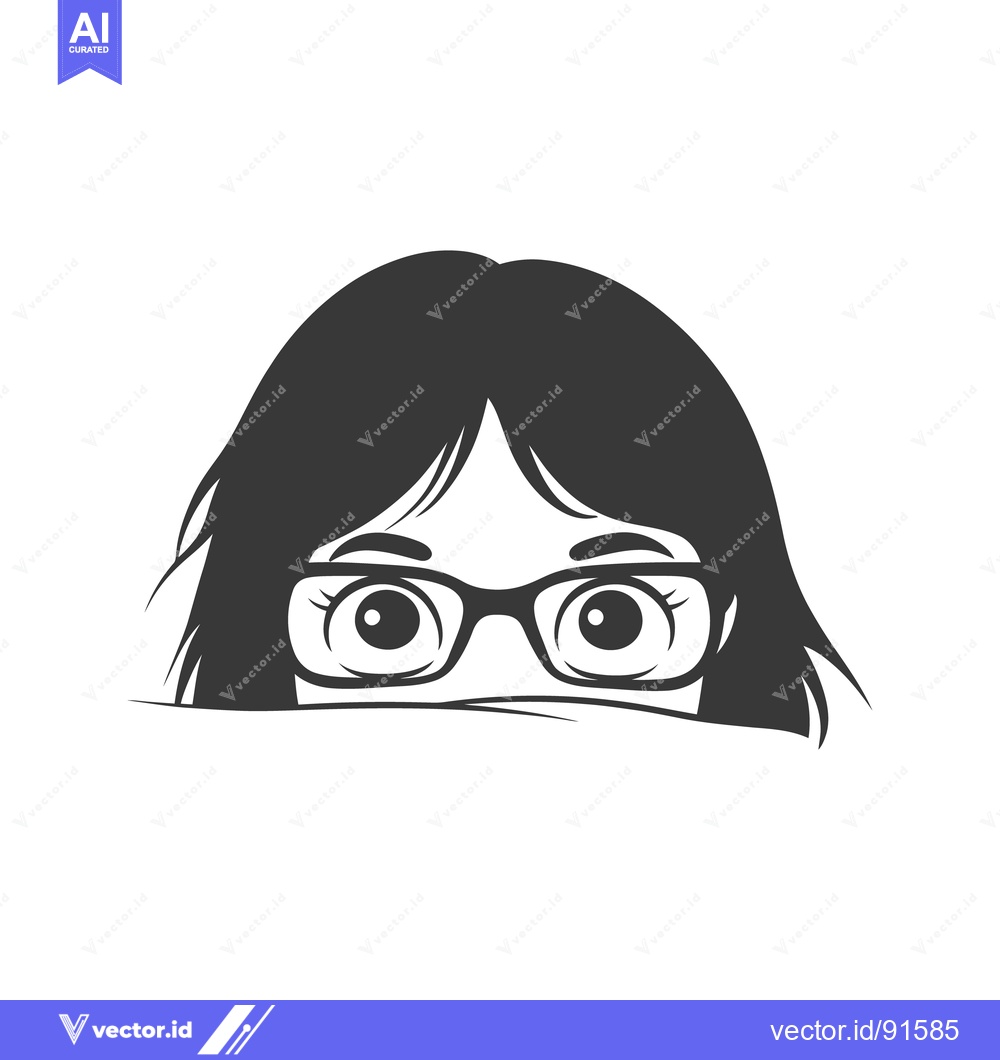 Premium Vector of A stylized illustration depicting a woman with glasses and dark hair