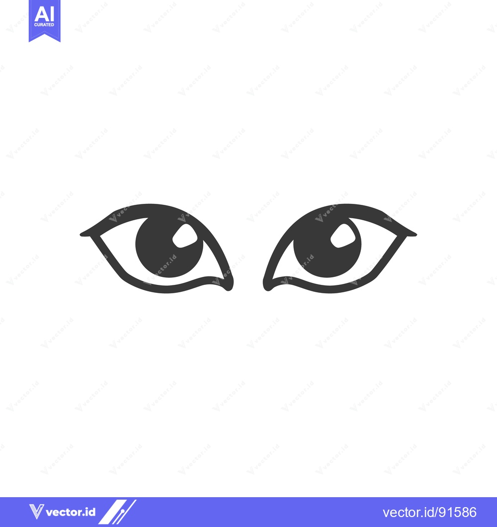 Premium Vector of Two stylized cartoon eyes depicted with dark color and outlines