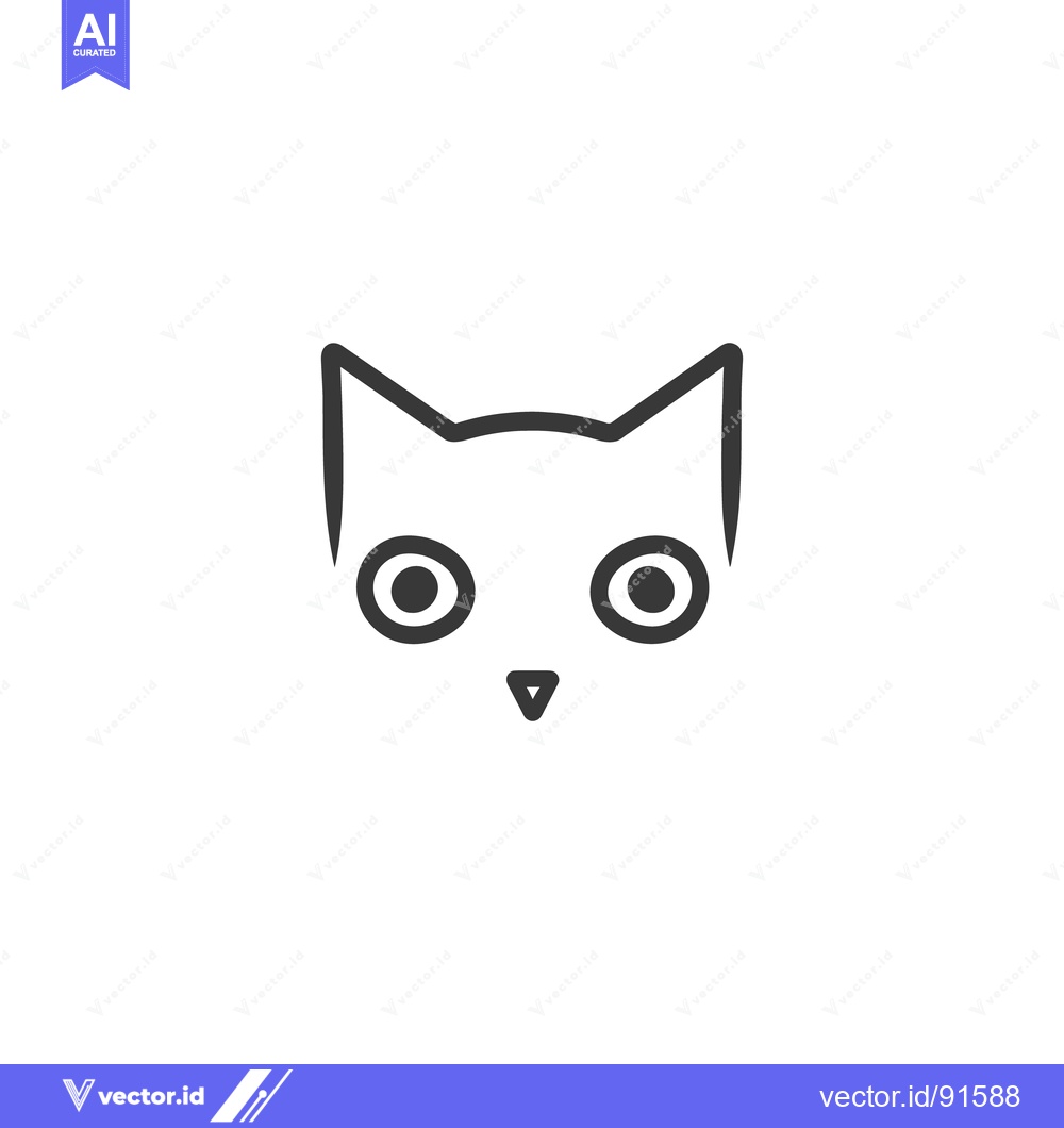 Premium Vector of A simple black outline of a cat face on a white background