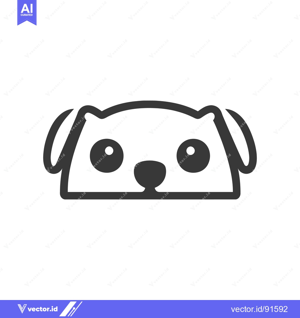Premium Vector dari Simple vector illustration of a dog with rounded features and big eyes