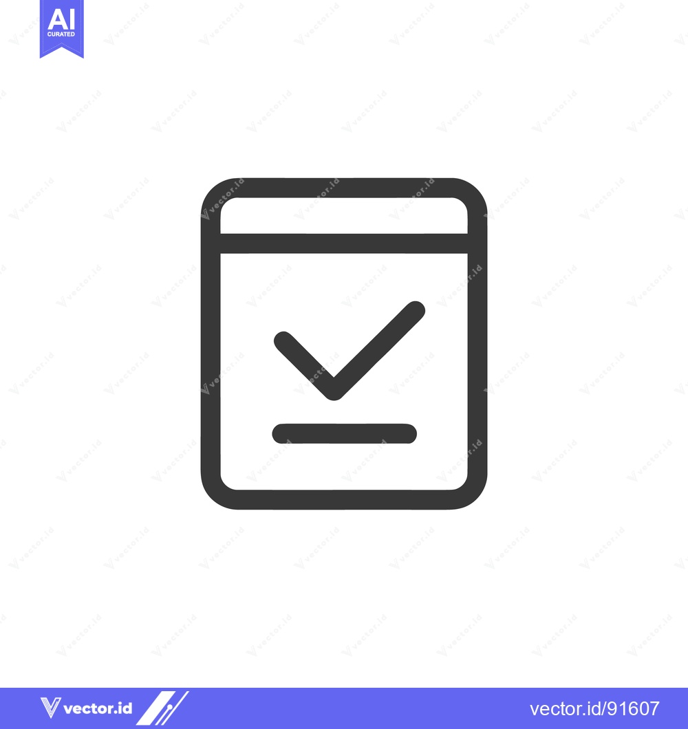 Premium Vector of Minimalist Checkmark Icon: Dark Gray Tick in Rounded Square Frame on W