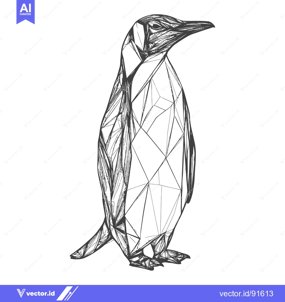 Premium Vector dari A geometric artistic illustration of a penguin standing upright